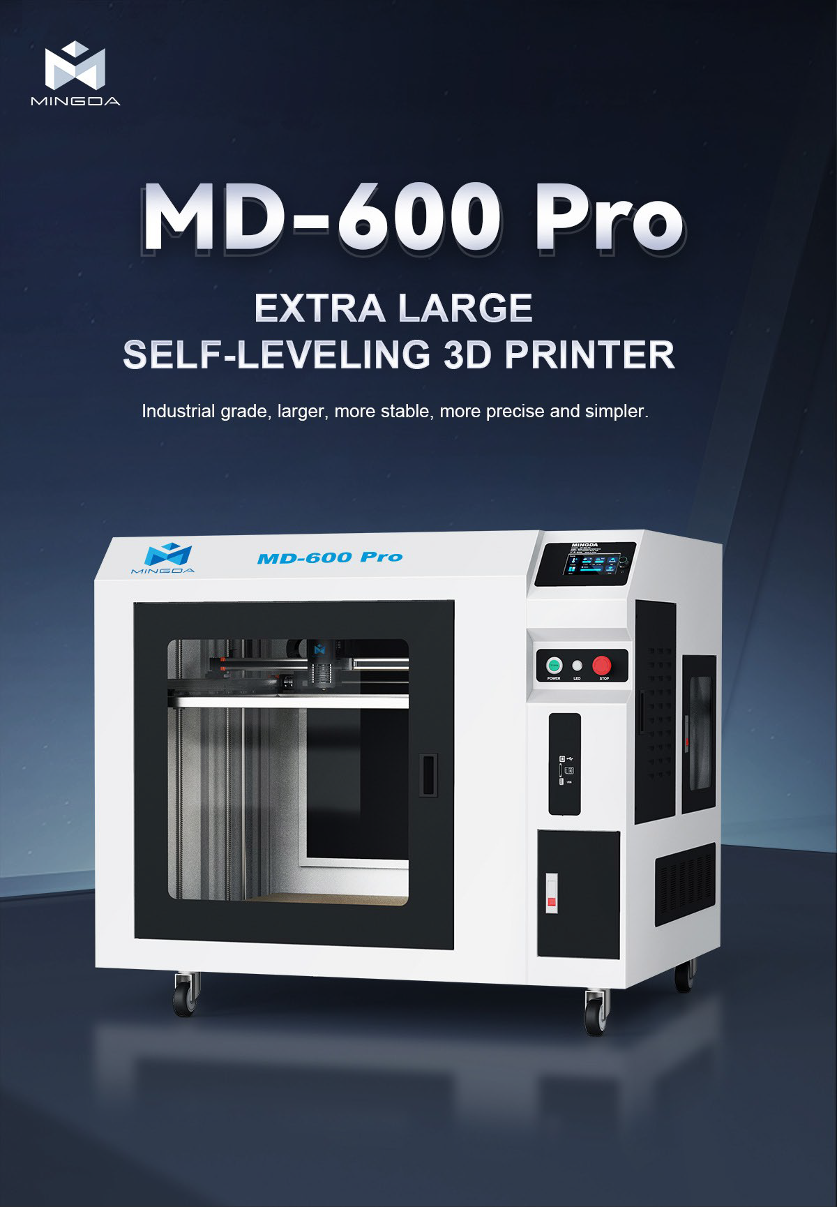 MINGDA MD-600 PRO Industrial FDM 3D Printer | 3D Gadgets Malaysia